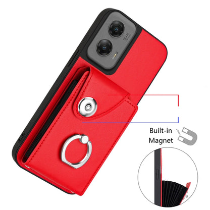 For Motorola Moto G Stylus 5G 2024 Organ Card Bag Ring Holder Phone Case with Long Lanyard(Red) by buy2fix