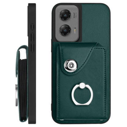 For Motorola Moto G Stylus 5G 2024 Organ Card Bag Ring Holder Phone Case with Long Lanyard(Green) by buy2fix