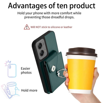 For Motorola Moto G Stylus 5G 2024 Organ Card Bag Ring Holder Phone Case with Long Lanyard(Green) by buy2fix
