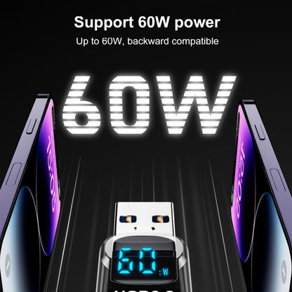 60W 10Gbps Intelligent Digital Display Fast Charge Adapter USB-A to USB-A by buy2fix