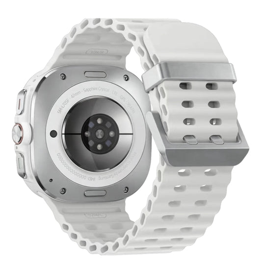 For Galaxy Watch Ultra2 2026 / 2025 / 1 2024 Ocean Dual Silver Buckle Silicone Watch Band(White)