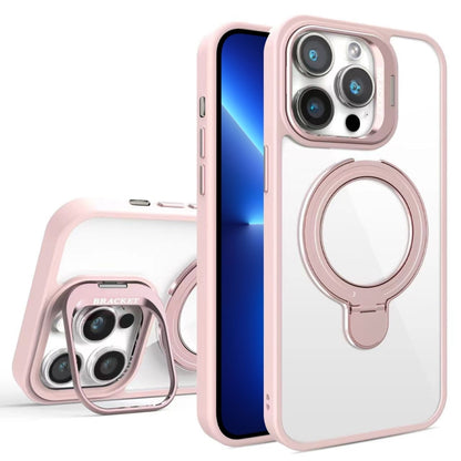 For iPhone 13 Pro Max Lens Protection & Ring Bracket MagSafe Phone Case(Light Pink) by buy2fix