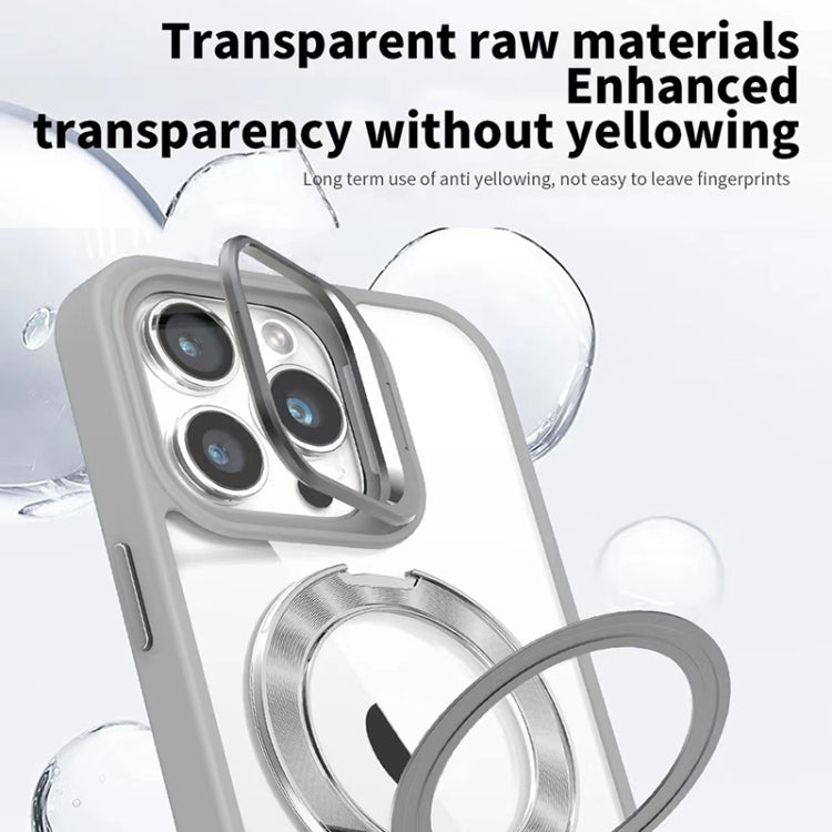 For iPhone 14 Pro Max Lens Protection & Ring Bracket MagSafe Phone Case(Grey) - iPhone 14 Pro Max Cases by buy2fix | Online Shopping UK | buy2fix