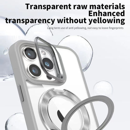 For iPhone 14 Pro Max Lens Protection & Ring Bracket MagSafe Phone Case(Grey) - iPhone 14 Pro Max Cases by buy2fix | Online Shopping UK | buy2fix