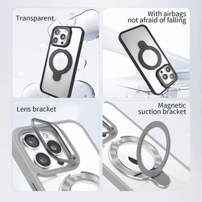 For iPhone 12 Pro Lens Protection & Ring Bracket MagSafe Phone Case(Light Pink) by buy2fix