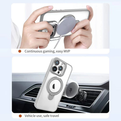 For iPhone 12 Pro Max Lens Protection & Ring Bracket MagSafe Phone Case(Grey) by buy2fix