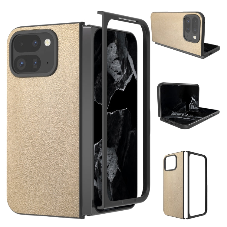 For Google Pixel 9 Pro Fold PU Leather Black Frame Full Coverage Phone Case(Gold) by buy2fix