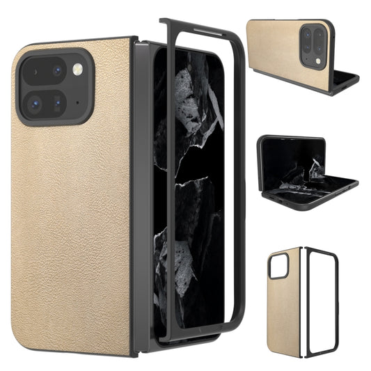 For Google Pixel 9 Pro Fold PU Leather Black Frame Full Coverage Phone Case(Gold) by buy2fix