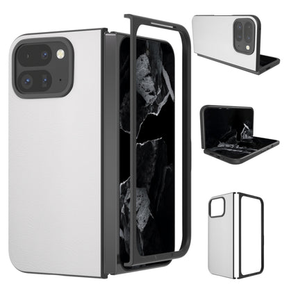 For Google Pixel 9 Pro Fold PU Leather Black Frame Full Coverage Phone Case(White) by buy2fix