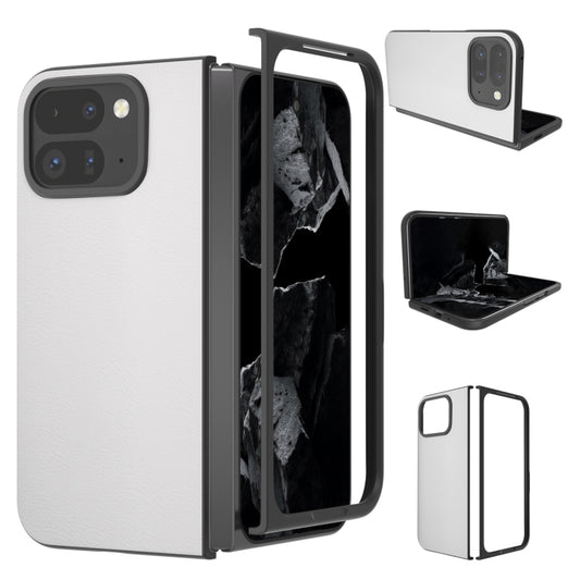 For Google Pixel 9 Pro Fold PU Leather Black Frame Full Coverage Phone Case(White) by buy2fix