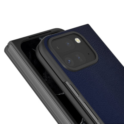 For Google Pixel 9 Pro Fold PU Leather Black Frame Full Coverage Phone Case(Dark Blue) by buy2fix