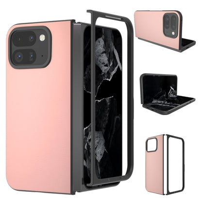 For Google Pixel 9 Pro Fold PU Leather Black Frame Full Coverage Phone Case(Light Pink) by buy2fix