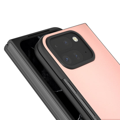 For Google Pixel 9 Pro Fold PU Leather Black Frame Full Coverage Phone Case(Light Pink) by buy2fix