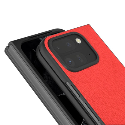 For Google Pixel 9 Pro Fold ABEEL Genuine Leather Luolai Series Phone Case(Red) by buy2fix