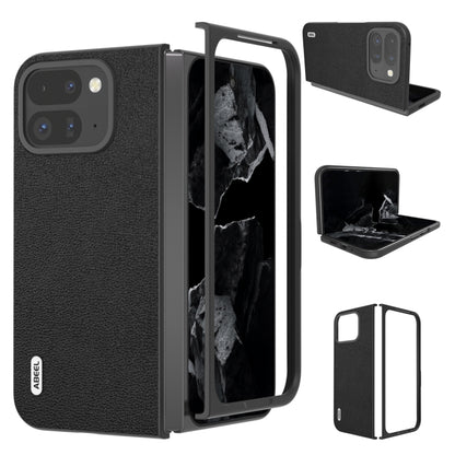 For Google Pixel 9 Pro Fold ABEEL Genuine Leather Luolai Series Phone Case(Black) by buy2fix