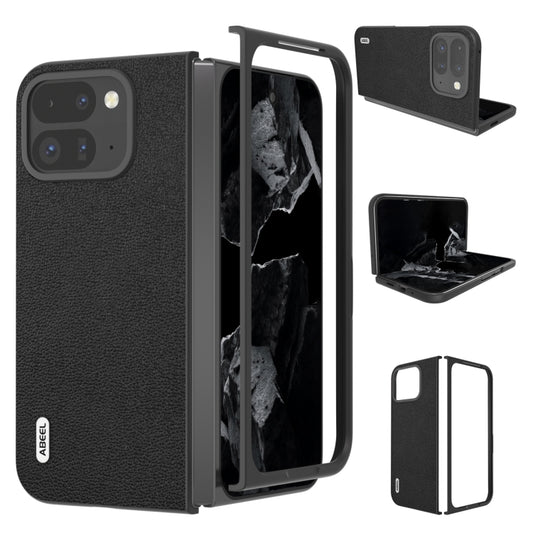 For Google Pixel 9 Pro Fold ABEEL Genuine Leather Luolai Series Phone Case(Black) by buy2fix