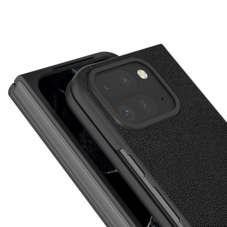 For Google Pixel 9 Pro Fold ABEEL Genuine Leather Luolai Series Phone Case(Black) by buy2fix