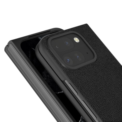 For Google Pixel 9 Pro Fold ABEEL Genuine Leather Luolai Series Phone Case(Black) by buy2fix