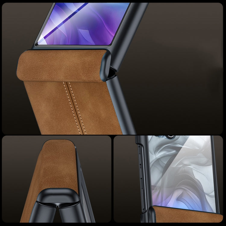 For Motorola Razr 50 Ultra Integrated Film Hinge Folding PU Phone Case(Black) by buy2fix