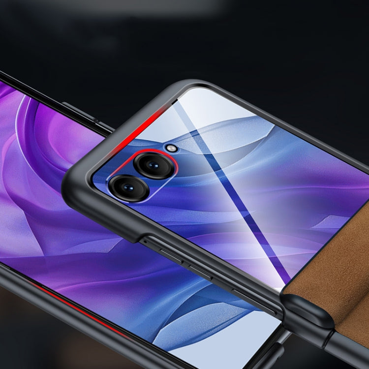 For Motorola Razr 50 Ultra Integrated Film Hinge Folding PU Phone Case(Grey) by buy2fix