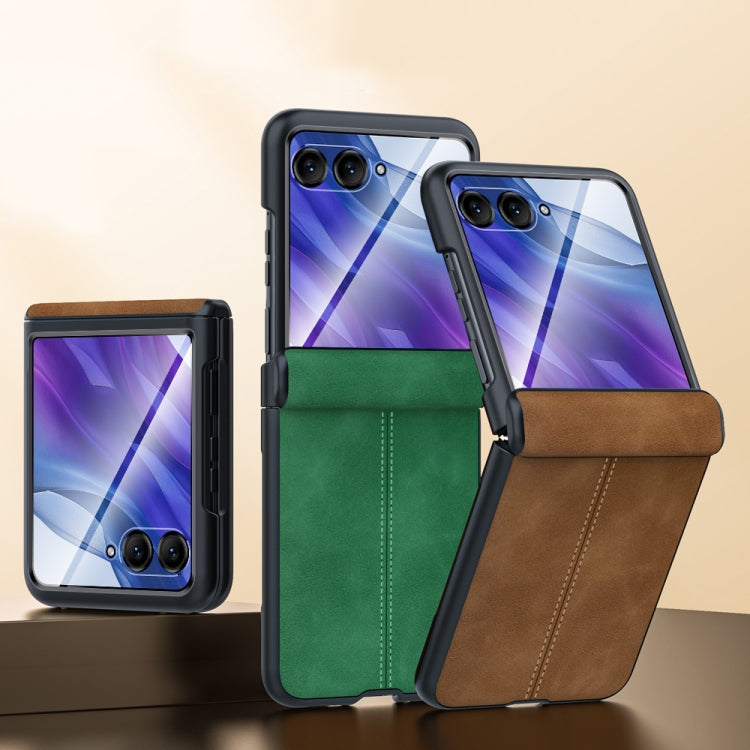 For Motorola Razr 50 Ultra Integrated Film Hinge Folding PU Phone Case(Green) by buy2fix