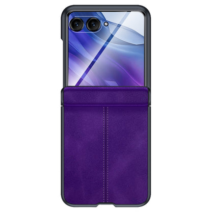 For Motorola Razr 50 Ultra Integrated Film Hinge Folding PU Phone Case(Purple) by buy2fix