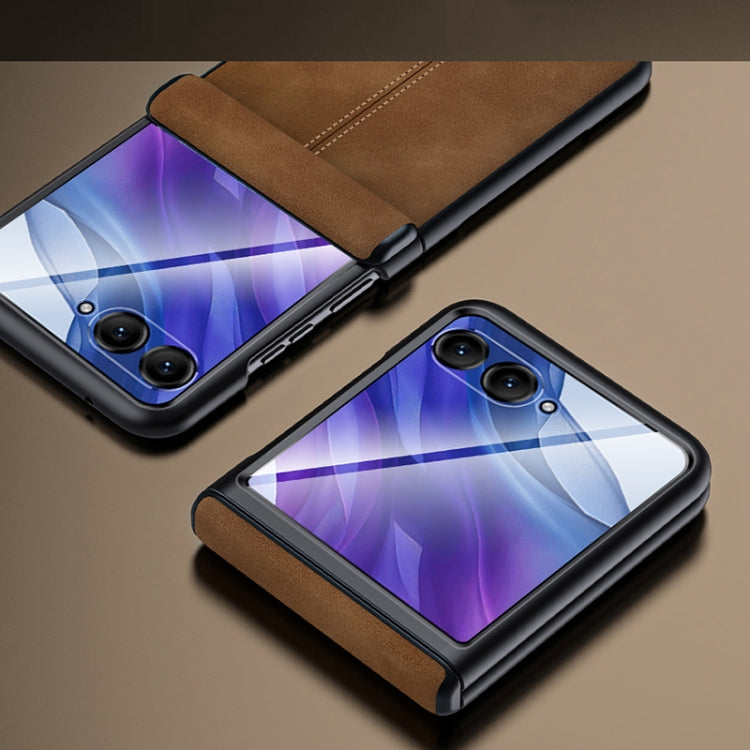 For Motorola Razr 50 Ultra Integrated Film Hinge Folding PU Phone Case(Purple) by buy2fix