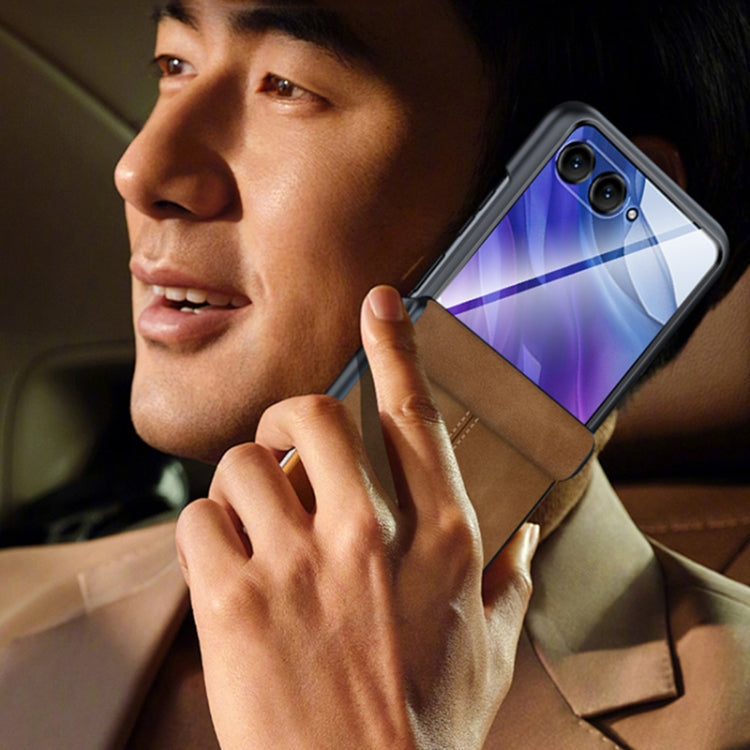 For Motorola Razr 50 Ultra Integrated Film Hinge Folding PU Phone Case(Purple) by buy2fix