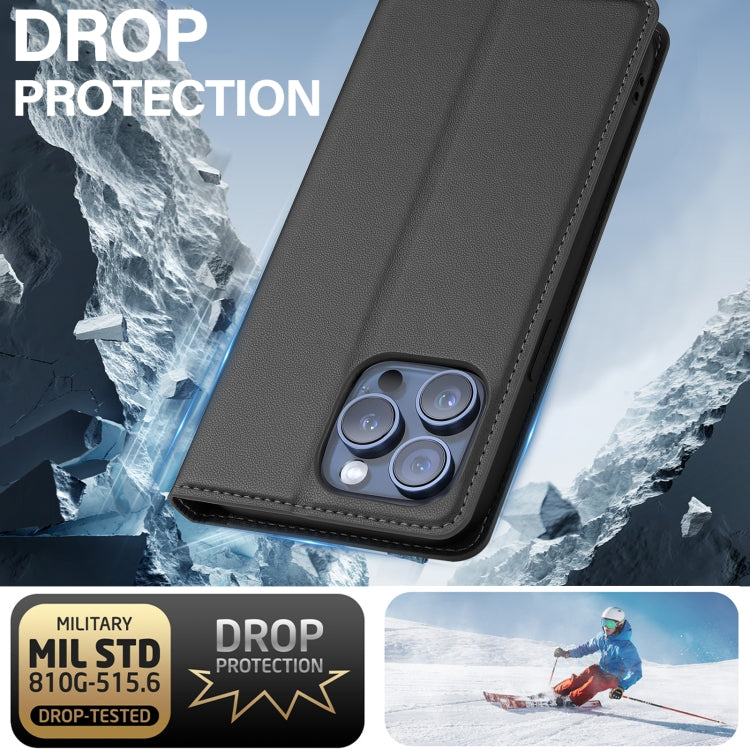 For iPhone 14 Pro LC.IMEEKE L1 Series Frosted Fine Texture PU Phone Case(Black) - iPhone 14 Pro Cases by LC.IMEEKE | Online Shopping UK | buy2fix