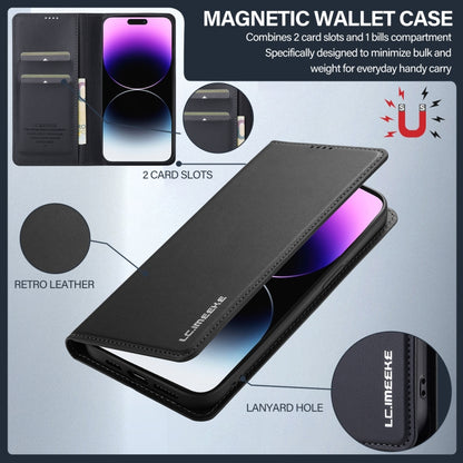 For iPhone 14 Pro LC.IMEEKE L1 Series Frosted Fine Texture PU Phone Case(Black) - iPhone 14 Pro Cases by LC.IMEEKE | Online Shopping UK | buy2fix