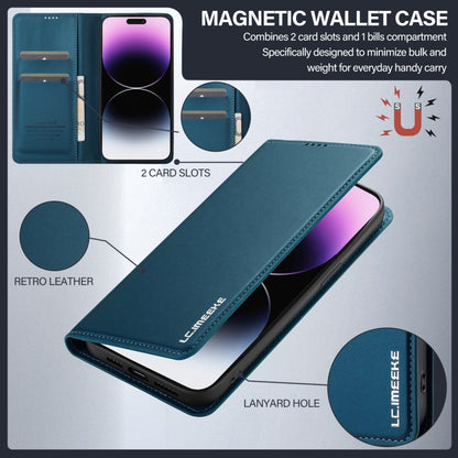 For iPhone 14 Pro LC.IMEEKE L1 Series Frosted Fine Texture PU Phone Case(Blue) - iPhone 14 Pro Cases by LC.IMEEKE | Online Shopping UK | buy2fix