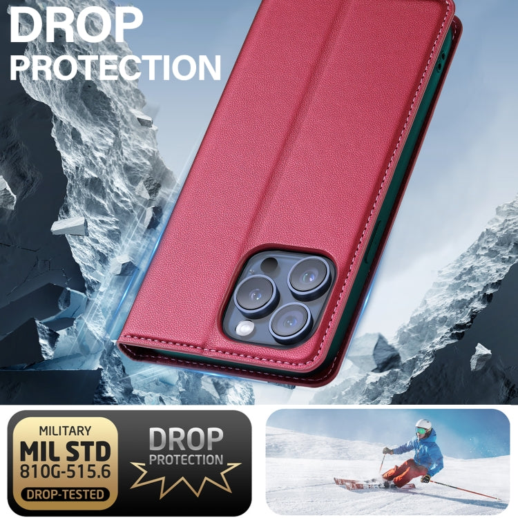 For iPhone 14 Pro LC.IMEEKE L1 Series Frosted Fine Texture PU Phone Case(Red) - iPhone 14 Pro Cases by LC.IMEEKE | Online Shopping UK | buy2fix