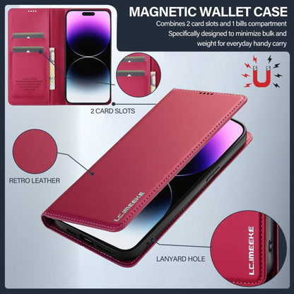 For iPhone 14 Pro LC.IMEEKE L1 Series Frosted Fine Texture PU Phone Case(Red) - iPhone 14 Pro Cases by LC.IMEEKE | Online Shopping UK | buy2fix