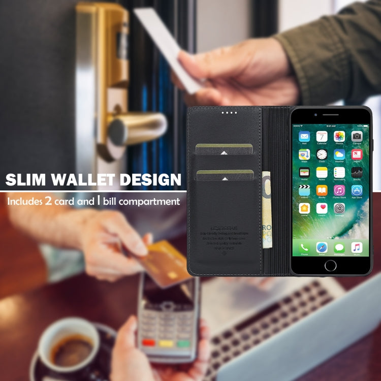 For iPhone 7 Plus / 8 Plus LC.IMEEKE L1 Series Frosted Fine Texture PU Phone Case(Black) - More iPhone Cases by LC.IMEEKE | Online Shopping UK | buy2fix
