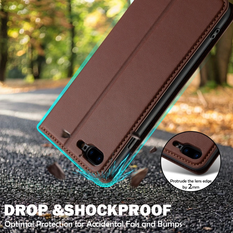 For iPhone 7 Plus / 8 Plus LC.IMEEKE L1 Series Frosted Fine Texture PU Phone Case(Brown) - More iPhone Cases by LC.IMEEKE | Online Shopping UK | buy2fix