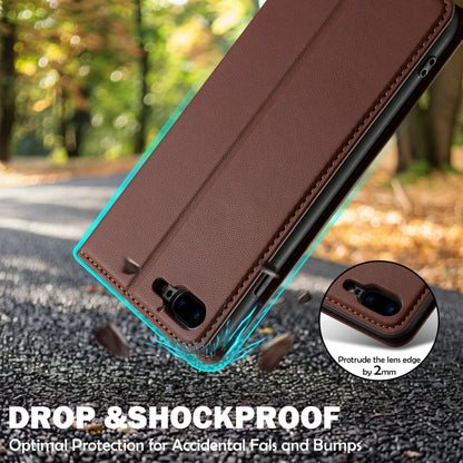 For iPhone 7 Plus / 8 Plus LC.IMEEKE L1 Series Frosted Fine Texture PU Phone Case(Brown) - More iPhone Cases by LC.IMEEKE | Online Shopping UK | buy2fix