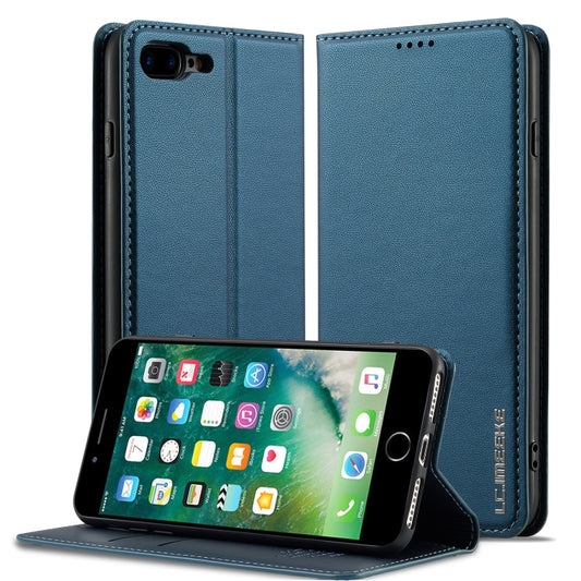For iPhone 7 Plus / 8 Plus LC.IMEEKE L1 Series Frosted Fine Texture PU Phone Case(Blue) - More iPhone Cases by LC.IMEEKE | Online Shopping UK | buy2fix