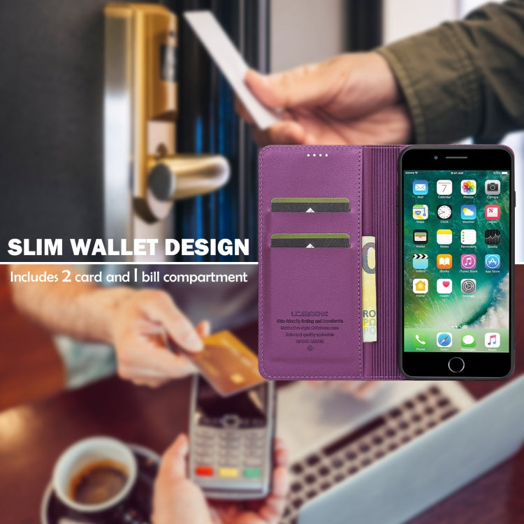 For iPhone 7 Plus / 8 Plus LC.IMEEKE L1 Series Frosted Fine Texture PU Phone Case(Purple) - More iPhone Cases by LC.IMEEKE | Online Shopping UK | buy2fix