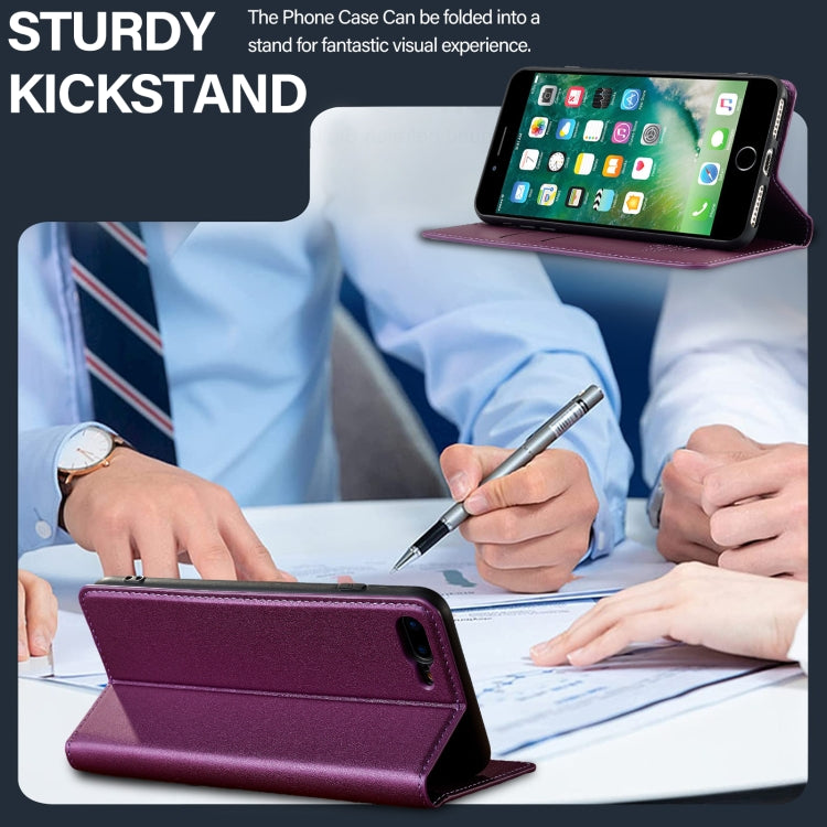 For iPhone 7 Plus / 8 Plus LC.IMEEKE L1 Series Frosted Fine Texture PU Phone Case(Purple) - More iPhone Cases by LC.IMEEKE | Online Shopping UK | buy2fix