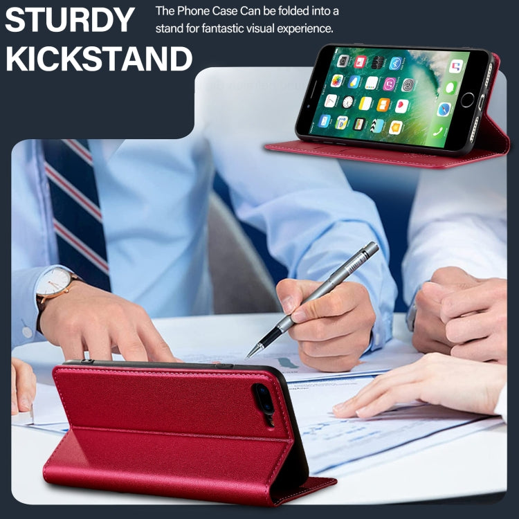 For iPhone 7 Plus / 8 Plus LC.IMEEKE L1 Series Frosted Fine Texture PU Phone Case(Red) - More iPhone Cases by LC.IMEEKE | Online Shopping UK | buy2fix