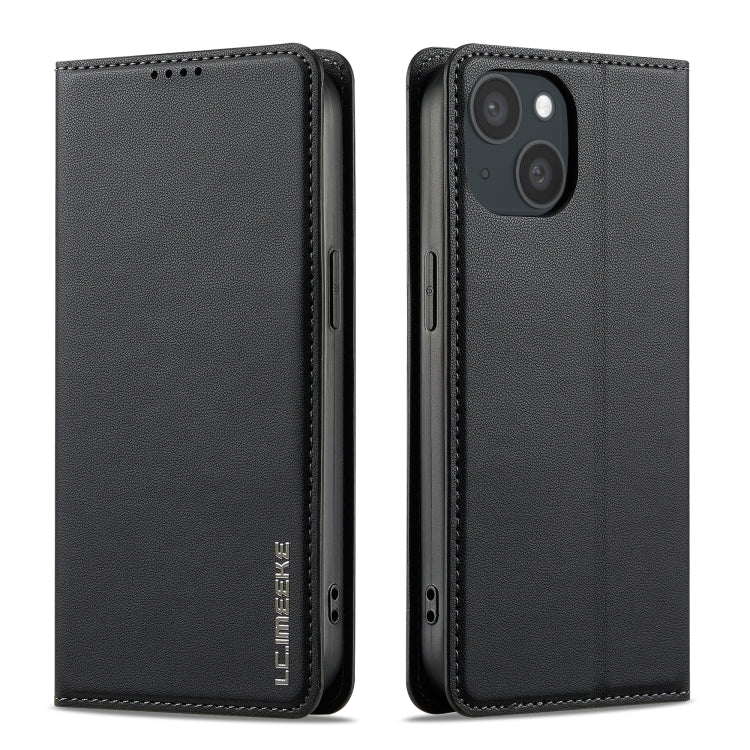 For iPhone 15 LC.IMEEKE L1 Series Frosted Fine Texture PU Phone Case(Black) - iPhone 15 Cases by LC.IMEEKE | Online Shopping UK | buy2fix