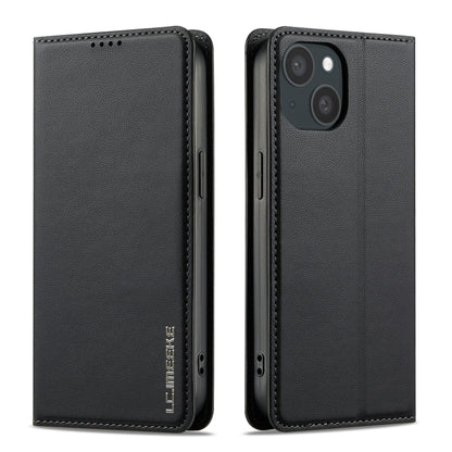 For iPhone 15 LC.IMEEKE L1 Series Frosted Fine Texture PU Phone Case(Black) - iPhone 15 Cases by LC.IMEEKE | Online Shopping UK | buy2fix