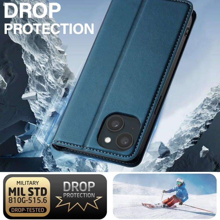 For iPhone 15 LC.IMEEKE L1 Series Frosted Fine Texture PU Phone Case(Blue) - iPhone 15 Cases by LC.IMEEKE | Online Shopping UK | buy2fix