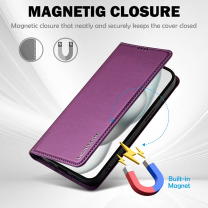 For iPhone 15 LC.IMEEKE L1 Series Frosted Fine Texture PU Phone Case(Purple) - iPhone 15 Cases by LC.IMEEKE | Online Shopping UK | buy2fix