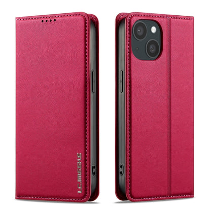 For iPhone 15 LC.IMEEKE L1 Series Frosted Fine Texture PU Phone Case(Red) - iPhone 15 Cases by LC.IMEEKE | Online Shopping UK | buy2fix