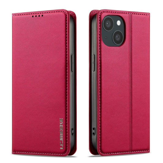 For iPhone 15 LC.IMEEKE L1 Series Frosted Fine Texture PU Phone Case(Red) - iPhone 15 Cases by LC.IMEEKE | Online Shopping UK | buy2fix