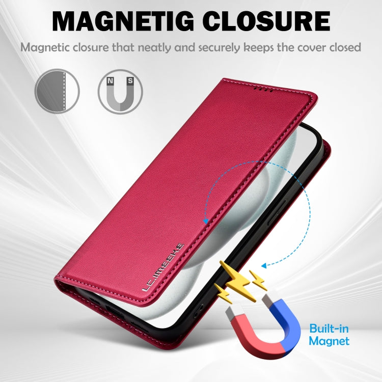 For iPhone 15 LC.IMEEKE L1 Series Frosted Fine Texture PU Phone Case(Red) - iPhone 15 Cases by LC.IMEEKE | Online Shopping UK | buy2fix