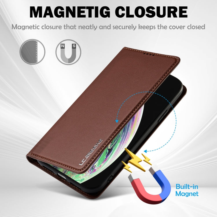 For iPhone XS Max LC.IMEEKE L1 Series Frosted Fine Texture PU Phone Case(Brown) - More iPhone Cases by LC.IMEEKE | Online Shopping UK | buy2fix