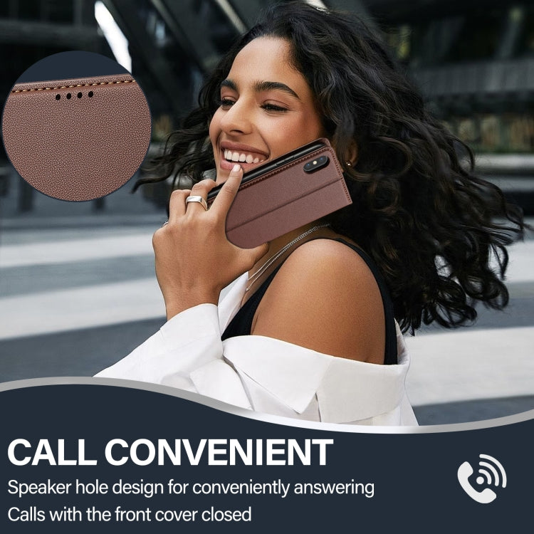 For iPhone XS Max LC.IMEEKE L1 Series Frosted Fine Texture PU Phone Case(Brown) - More iPhone Cases by LC.IMEEKE | Online Shopping UK | buy2fix