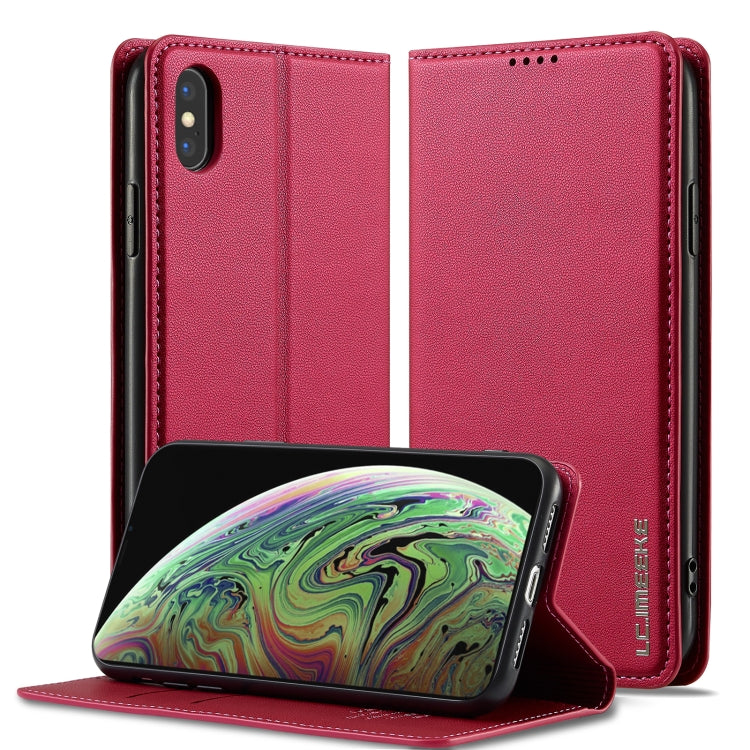 For iPhone XS Max LC.IMEEKE L1 Series Frosted Fine Texture PU Phone Case(Red) - More iPhone Cases by LC.IMEEKE | Online Shopping UK | buy2fix